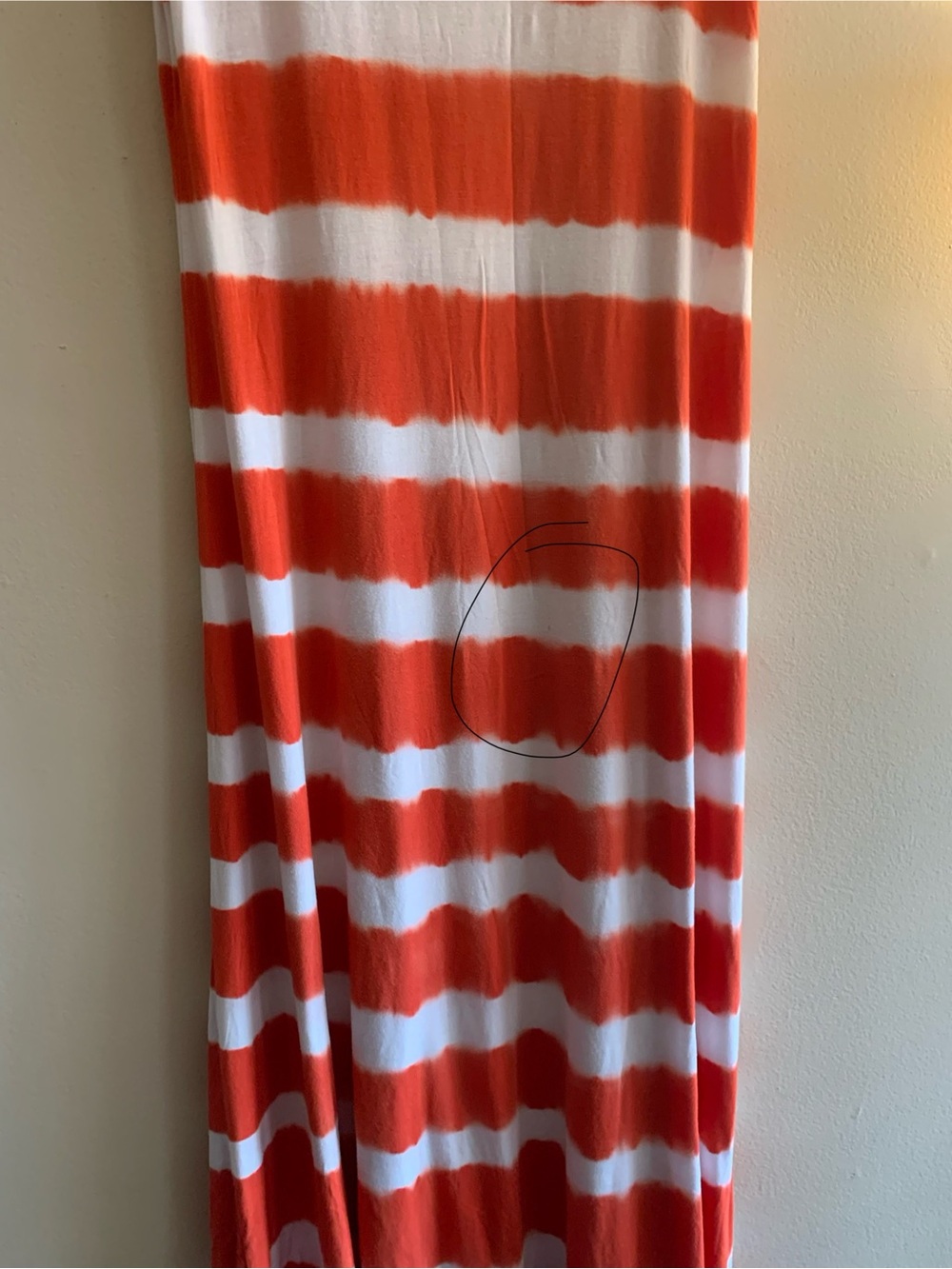 🍊CK Calvin Klein Maxi Dress Sundress Orange & White Striped Tie Dye Style - Picture 8 of 8